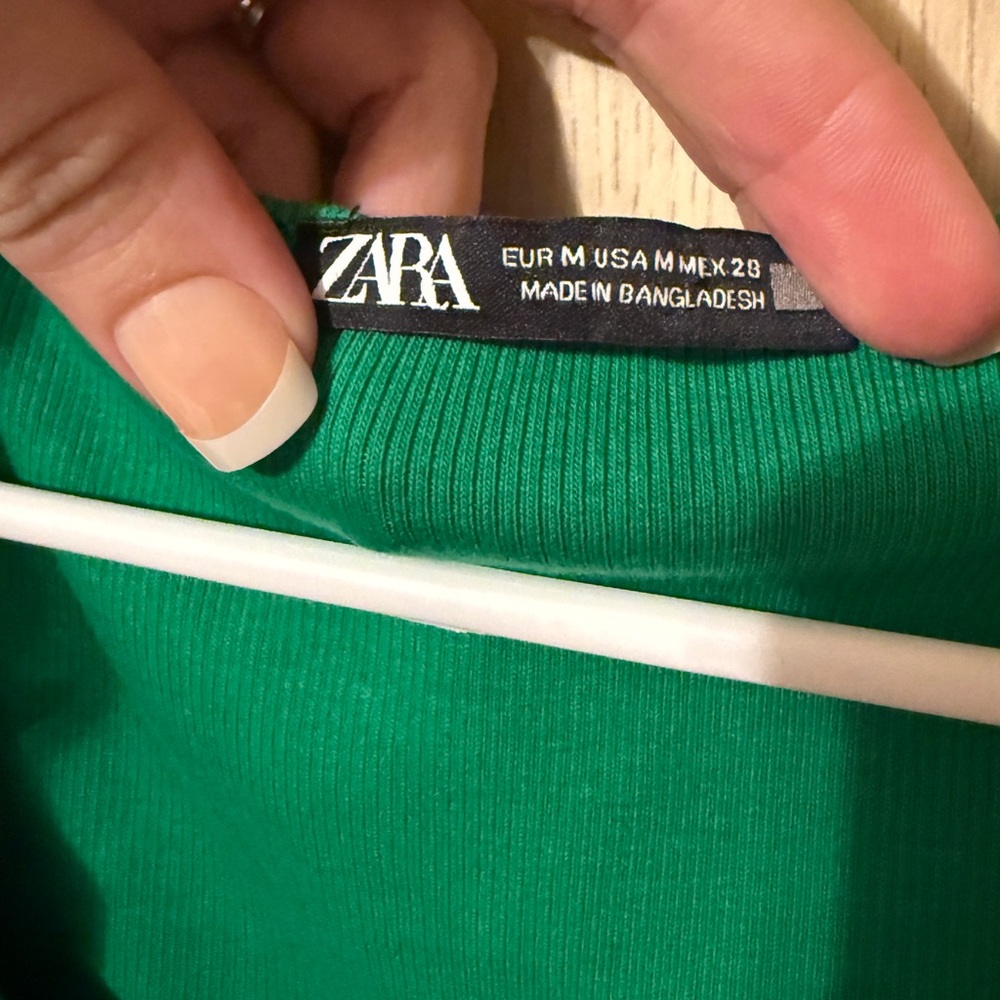 Zara Green Ruffle Sleeve Ribbed Bodysuit - Picture 3 of 3